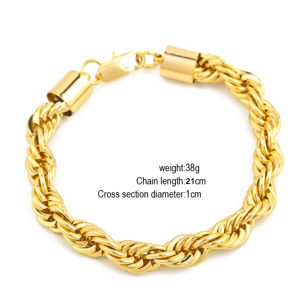 Unisex Twisted Chain Bracelet in Gold or Silver Tone, 1cm Statement Link Bracelet product image