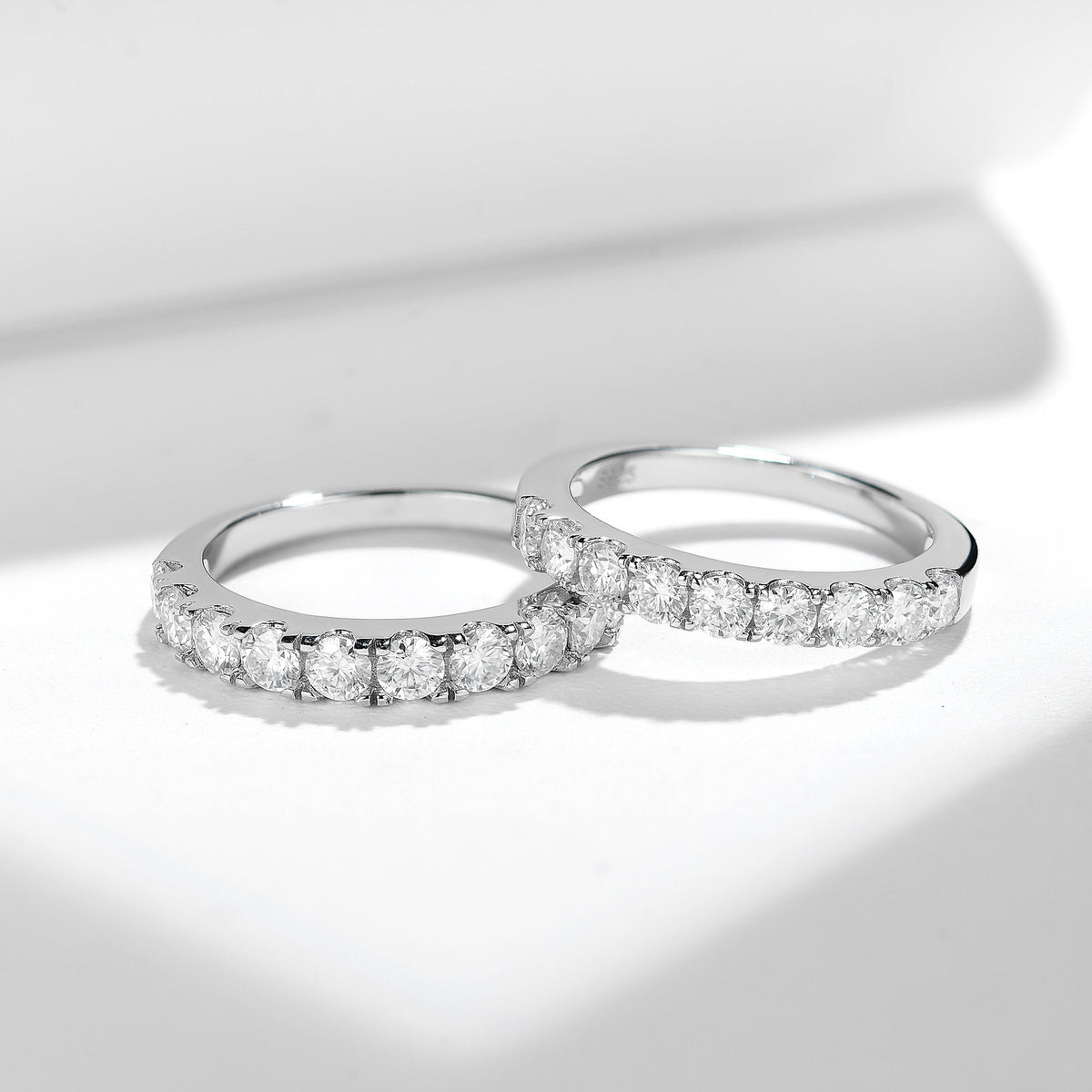 10-Stone Moissanite Ring, S925 Silver 18K Gold Plated Wedding Band for Women product image