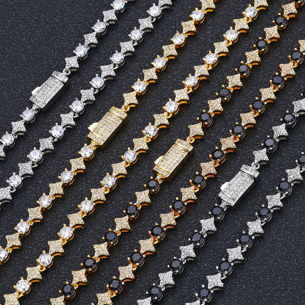 6 mm Star and Round CZ Link Copper Bracelet - CHA304 product image