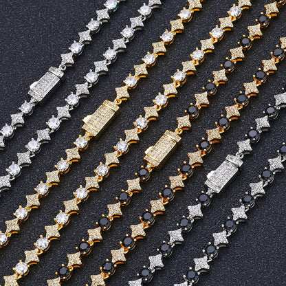 6 mm Star and Round CZ Link Copper Bracelet - CHA304