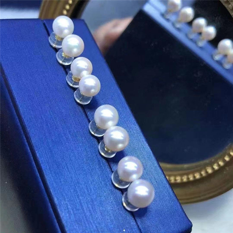 Natural Seawater Pearl Stud Earrings with 18K Gold Setting product image