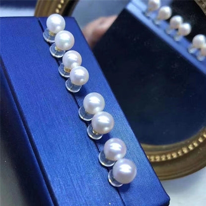 Natural Seawater Pearl Stud Earrings with 18K Gold Setting