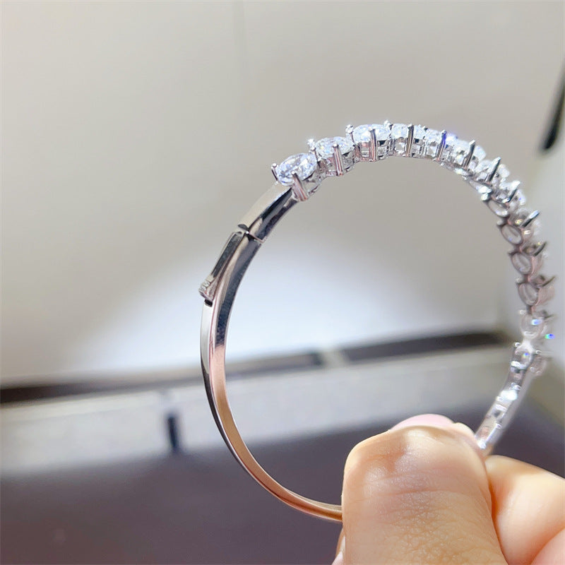 Moissanite Tennis Bangle Bracelet with Round Four-Prong Stones product image