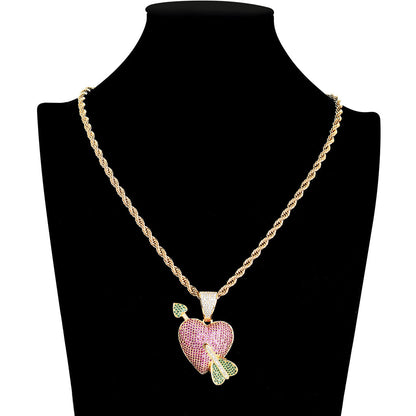 Hip Hop Heart Copper Pendant Necklace for Men and Women