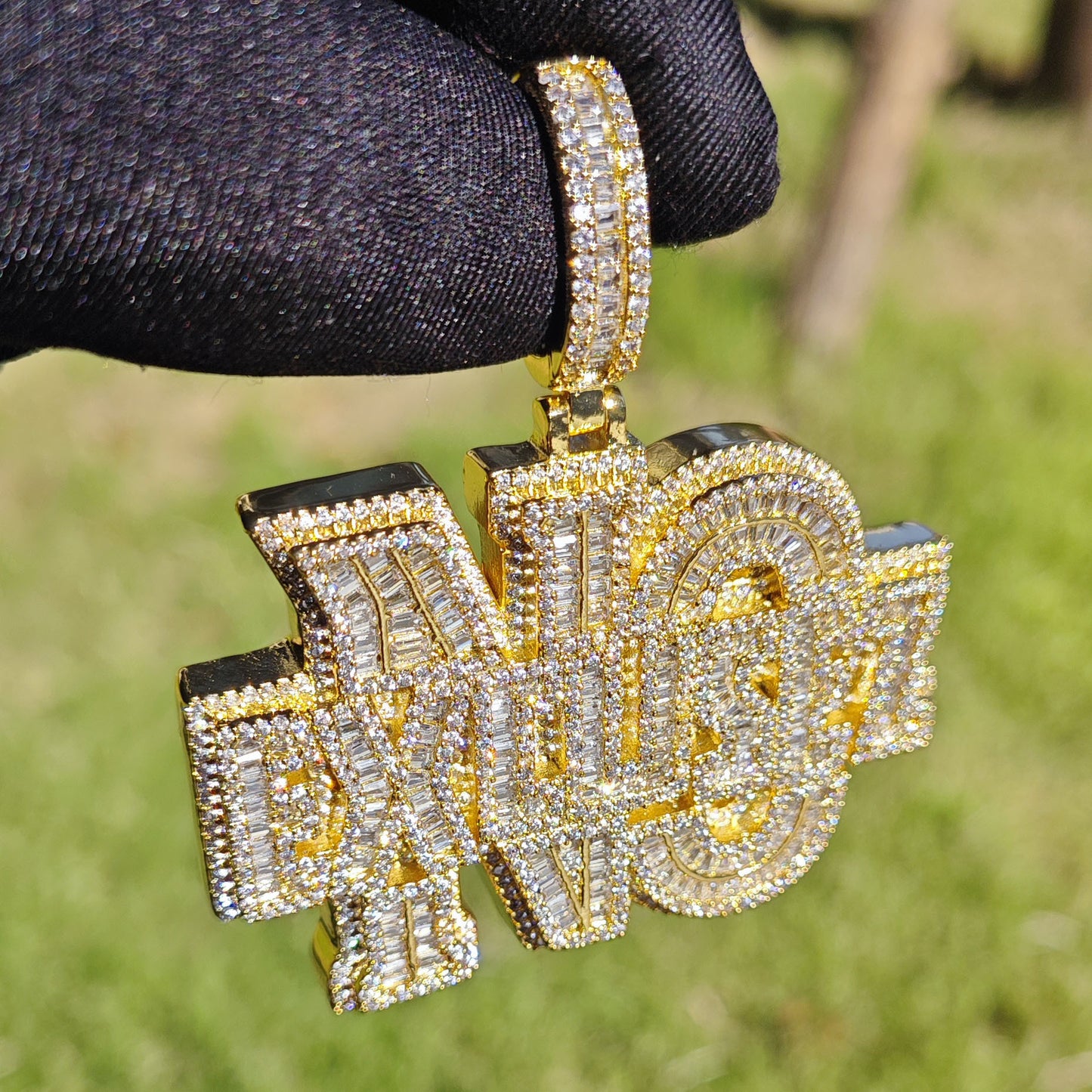Iced Out Letter Pendant Necklace for Men