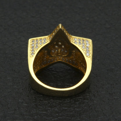 Unisex Star Statement Ring with Cubic Zirconia in Gold or Silver Tone