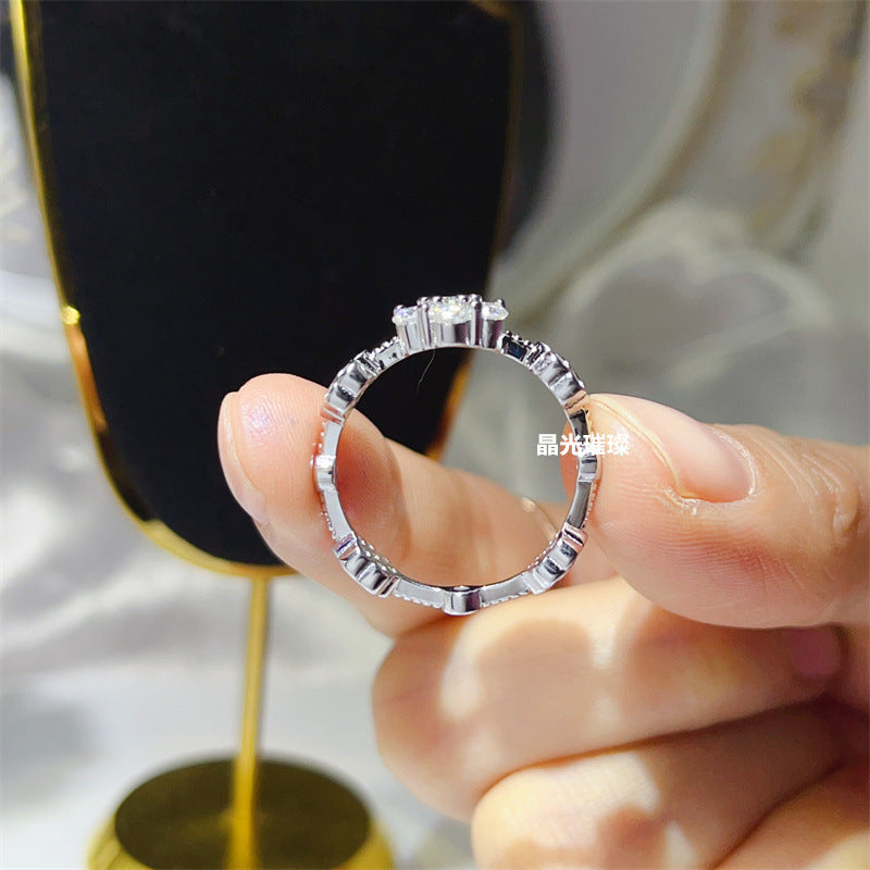 Moissanite Cluster Ring for Women, U-Shaped Pavé Stackable Band product image