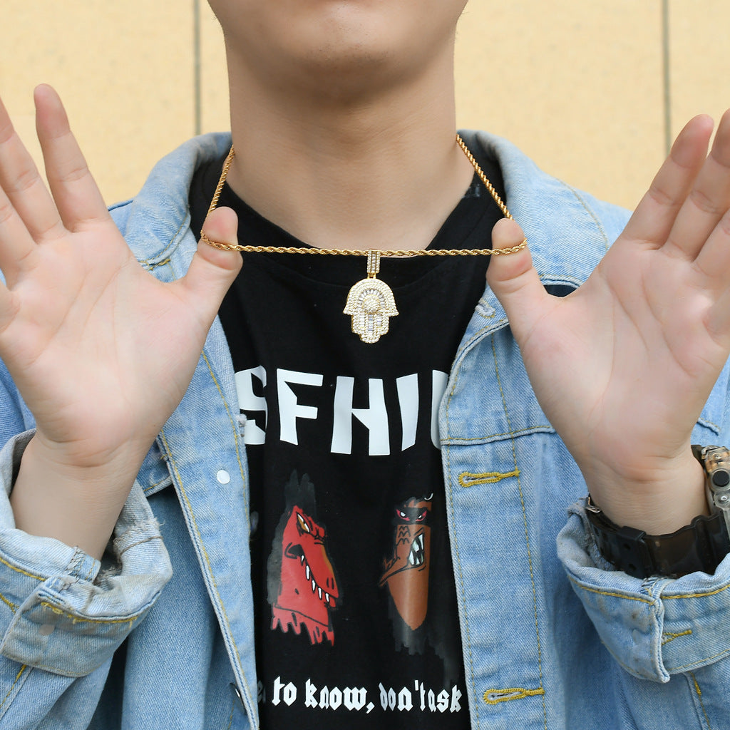 Hip Hop Vintage Fashion Cubic Zirconia Pendant Necklace for Men and Women