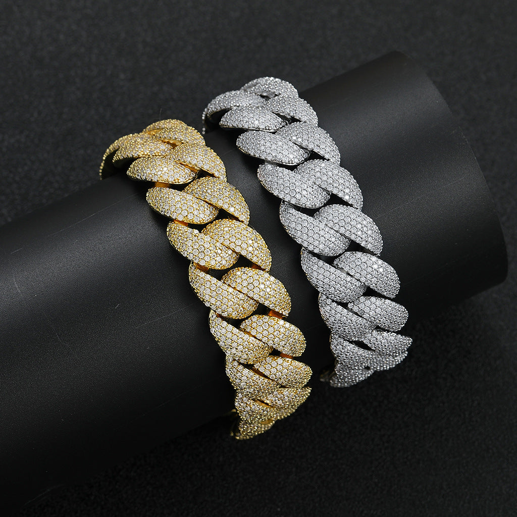 Hip Hop Light Luxury Cuban Link Bubble Cubic Zirconia Bracelet for Men