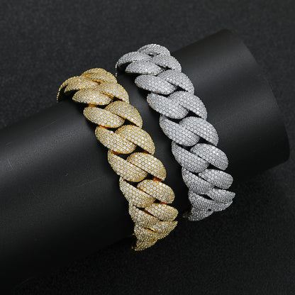Hip Hop Light Luxury Cuban Link Bubble Cubic Zirconia Bracelet for Men