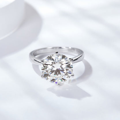 5 Carat Moissanite Solitaire Ring, Six-Prong S925 Engagement Ring