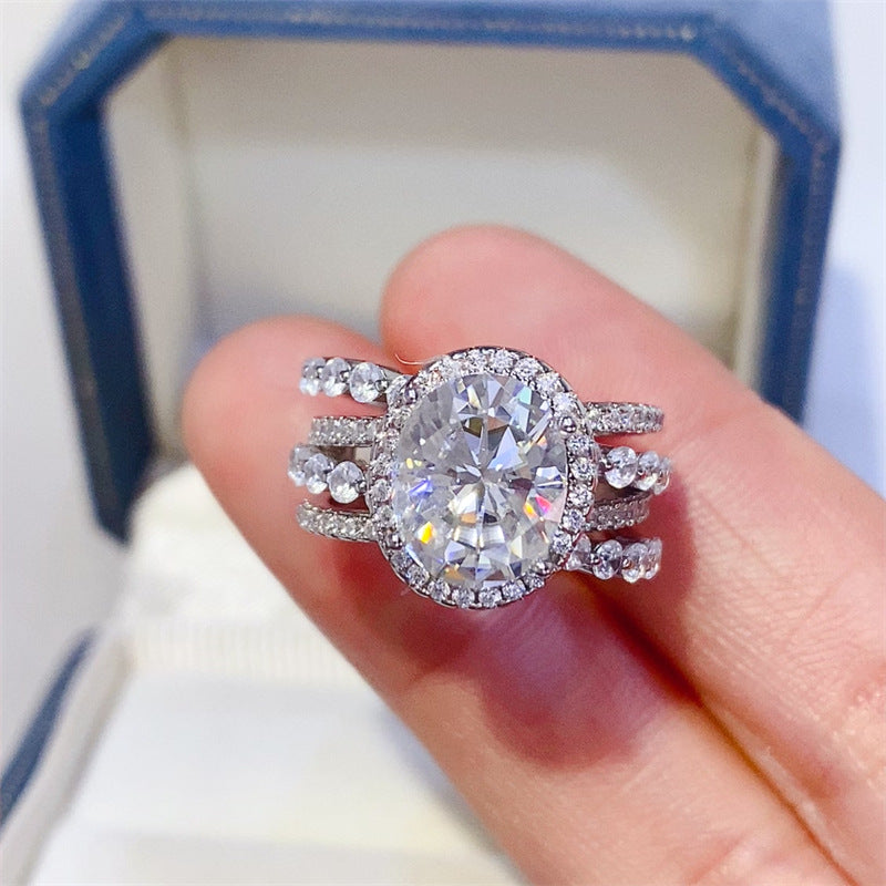 Oval Halo Moissanite Ring for Women, 3 Carat to 5 Carat Style Engagement Ring product image