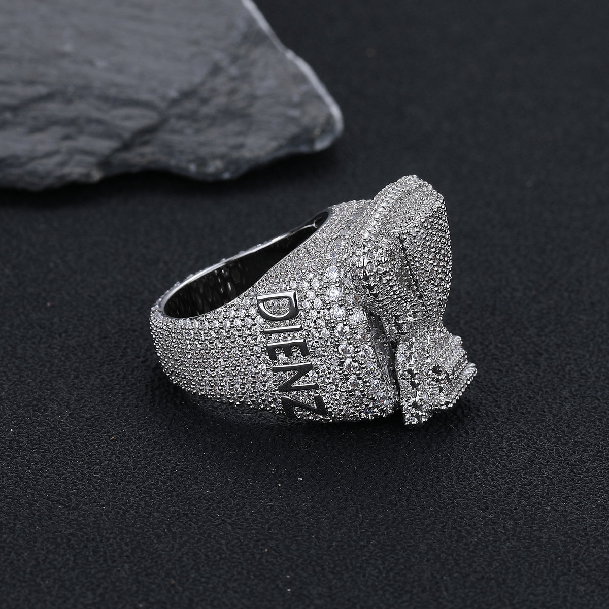 Iced Out Trophy Shape Ring, Hip Hop Cubic Zirconia Statement Ring, Unisex Streetwear Jewelry, Sizes 7-10 product image