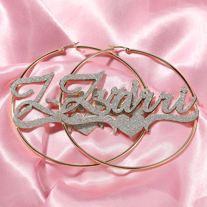 Personalized Stainless Steel Letter Hoop Earrings for Women - Micro Pave Statement Name Earrings in Gold and Silver Colors