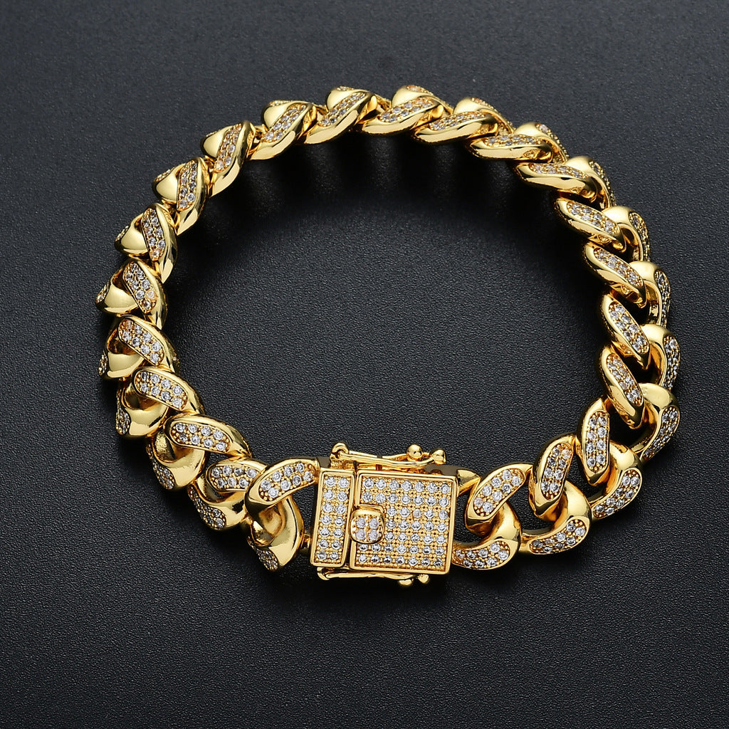 Hip Hop Iced Link Cubic Zirconia Bracelet for Men and Women