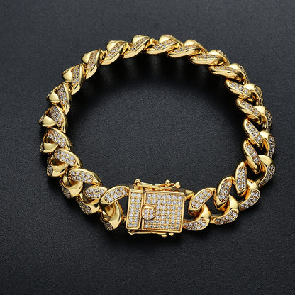 Hip Hop Iced Link Cubic Zirconia Bracelet for Men and Women