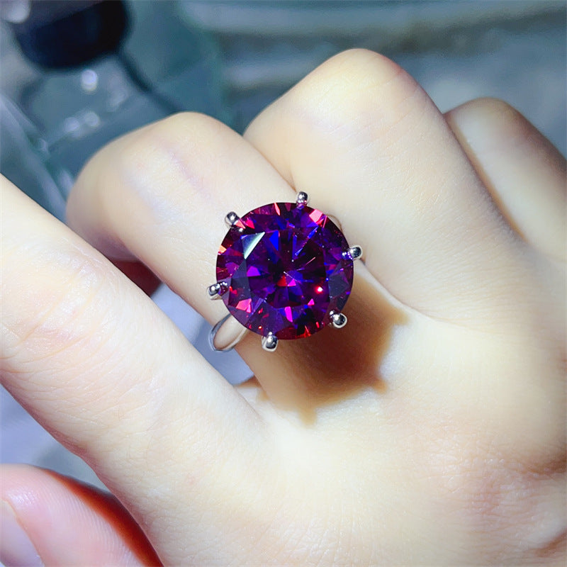 Color Moissanite Ring for Women, 5 Carat & 10 Carat Round Solitaire Engagement Ring product image