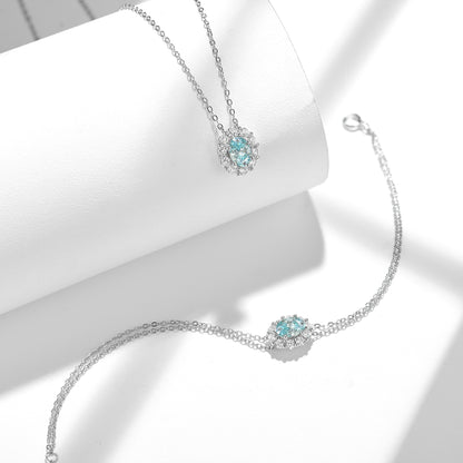 Oval Halo Bracelet, Double-Chain Adjustable Wrist Jewelry