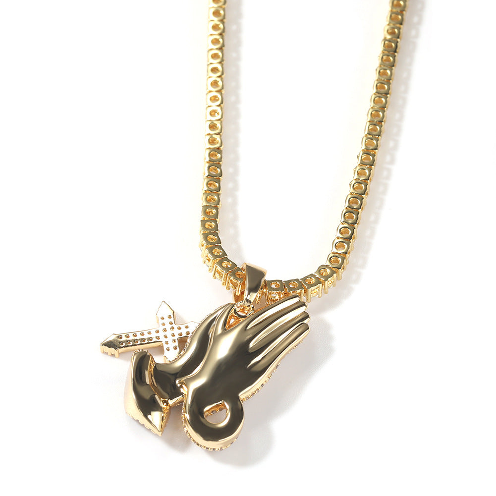 Vintage Cross Pendant Necklace with Stainless Steel Cuban or Rope Chain, Gold or Silver Plated Statement Jewelry