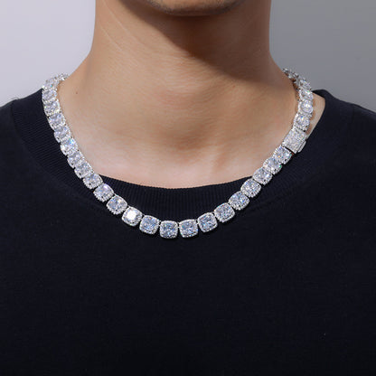 Iced Out Princess Cut Cubic Zirconia Tennis Chain Necklace for Men & Women