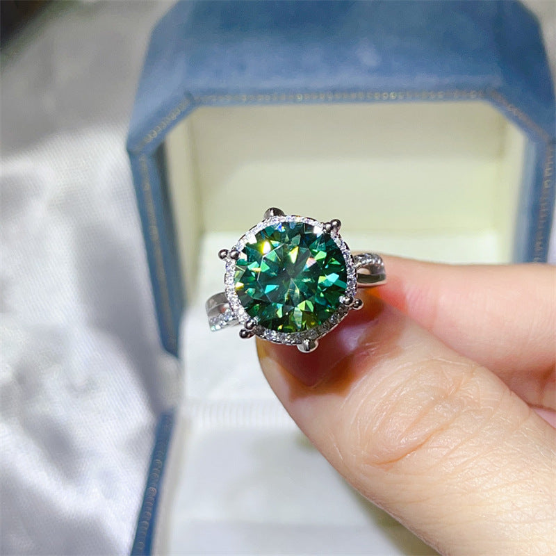 Oval Halo Moissanite Ring for Women, 3 Carat & 5 Carat Color Stone Engagement Ring product image