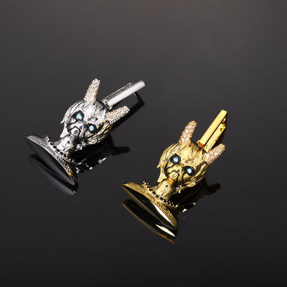 Cyber Devil Boy Pendant Necklace for Men and Women, Hip Hop Cartoon Copper Chain with Cubic Zirconia