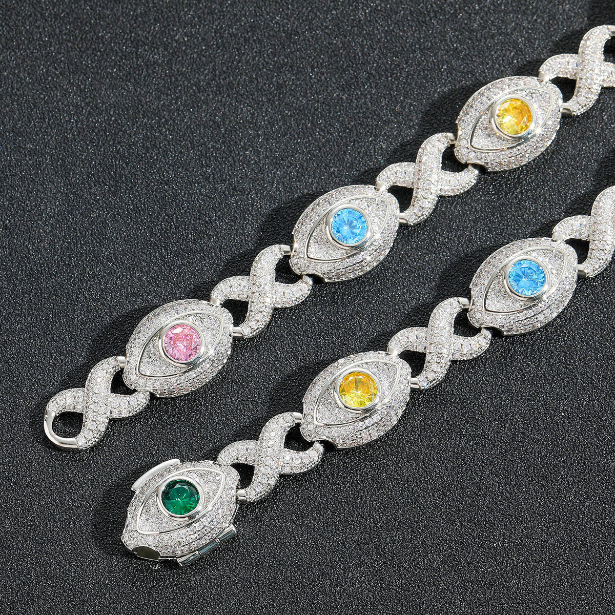 Hip Hop Evil Eye Cuban Link Cubic Zirconia Bracelet for Men product image
