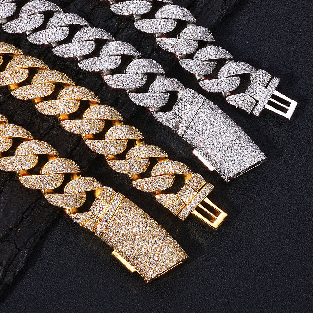 22 mm Wide Iced Cuban Hip Hop Necklace with Cubic Zirconia on a Copper Base - CHA374 product image