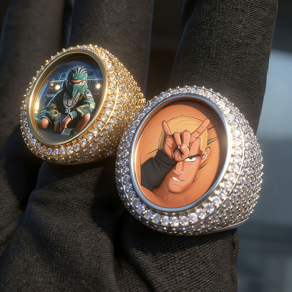 Iced Out Oval Portrait Ring for Men product image