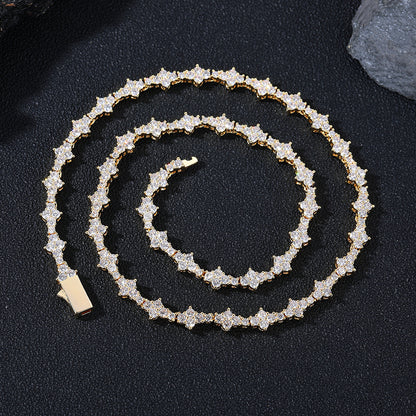 Unisex Geometric Cubic Zirconia Tennis Chain Necklace Bracelet