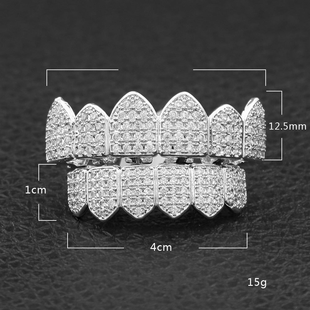 Iced Crystal Grillz Set for Women and Men – Trendy Gold, Silver & Two-Tone Statement Teeth Jewelry