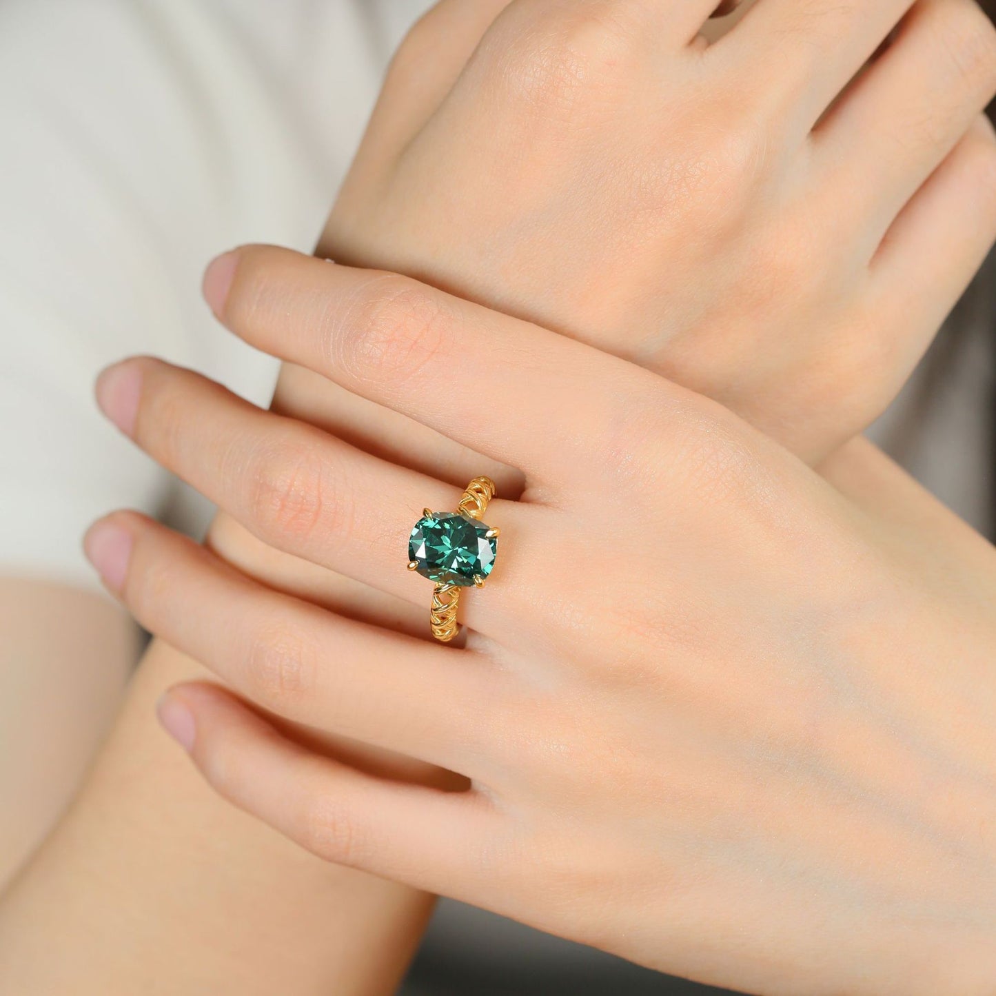 5 Carat Elongated Cushion Moissanite Ring for Women, Twisted Band, Size 5-9 product image
