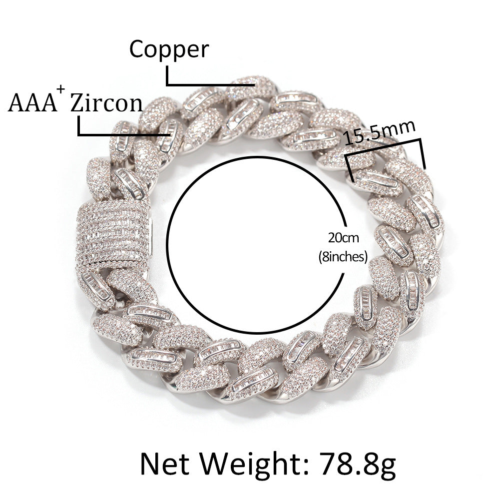 Iced Out Cuban Link Bracelet for Women & Men - Gold Plated or Silver Plated Cubic Zirconia Chain Bracelet, 7 Inch / 8 Inch Statement Jewelry