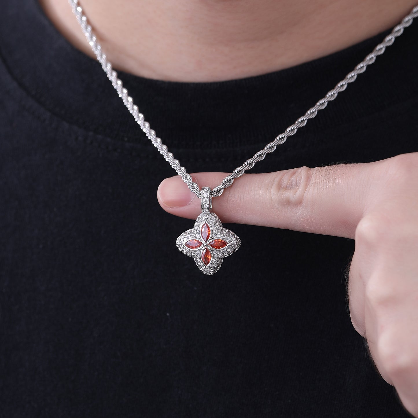 Multicolor Four-Leaf Clover Pendant Necklace