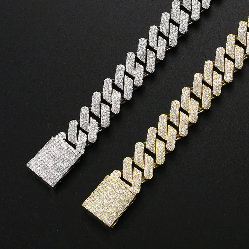Hip Hop Diamond Shape Cuban Link Cubic Zirconia Bracelet for Men