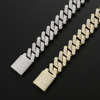 Hip Hop Diamond Shape Cuban Link Cubic Zirconia Bracelet for Men