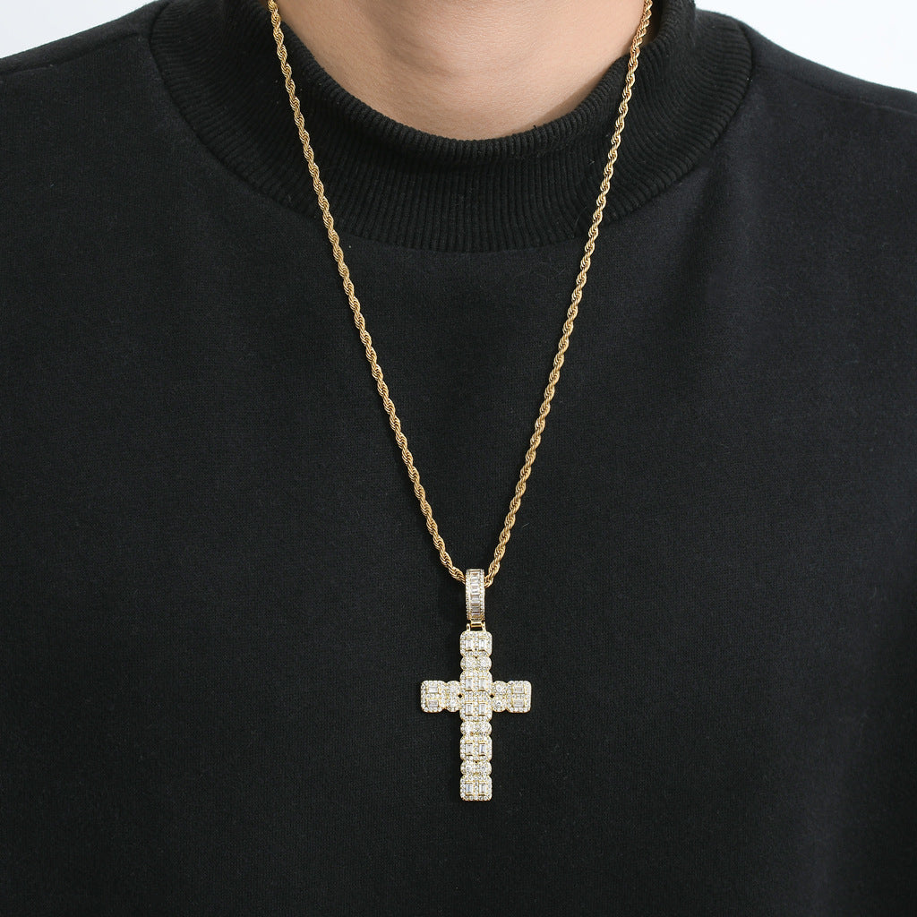 Hip Hop Light Luxury Fashion Copper Pendant Necklace for Men and Women