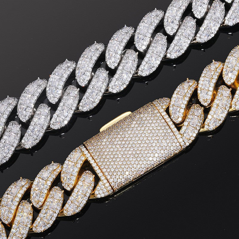 Iced Out Cuban Link Chain Necklace or Bracelet for Men and Women, Micro Pave Cubic Zirconia Hip Hop Streetwear Jewelry product image