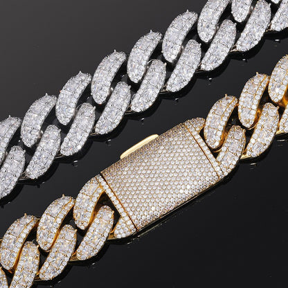 Iced Out Cuban Link Chain Necklace or Bracelet for Men and Women, Micro Pave Cubic Zirconia Hip Hop Streetwear Jewelry
