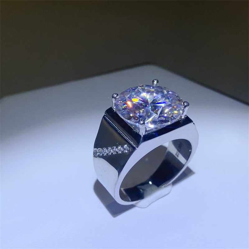 Men’s VVS Moissanite Ring 5 Carat 10 Carat U-Shape Solitaire Statement Ring product image