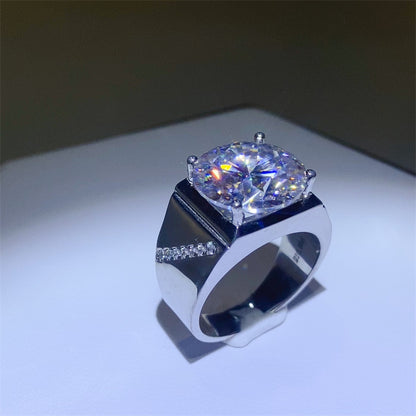 Men’s VVS Moissanite Ring 5 Carat 10 Carat U-Shape Solitaire Statement Ring