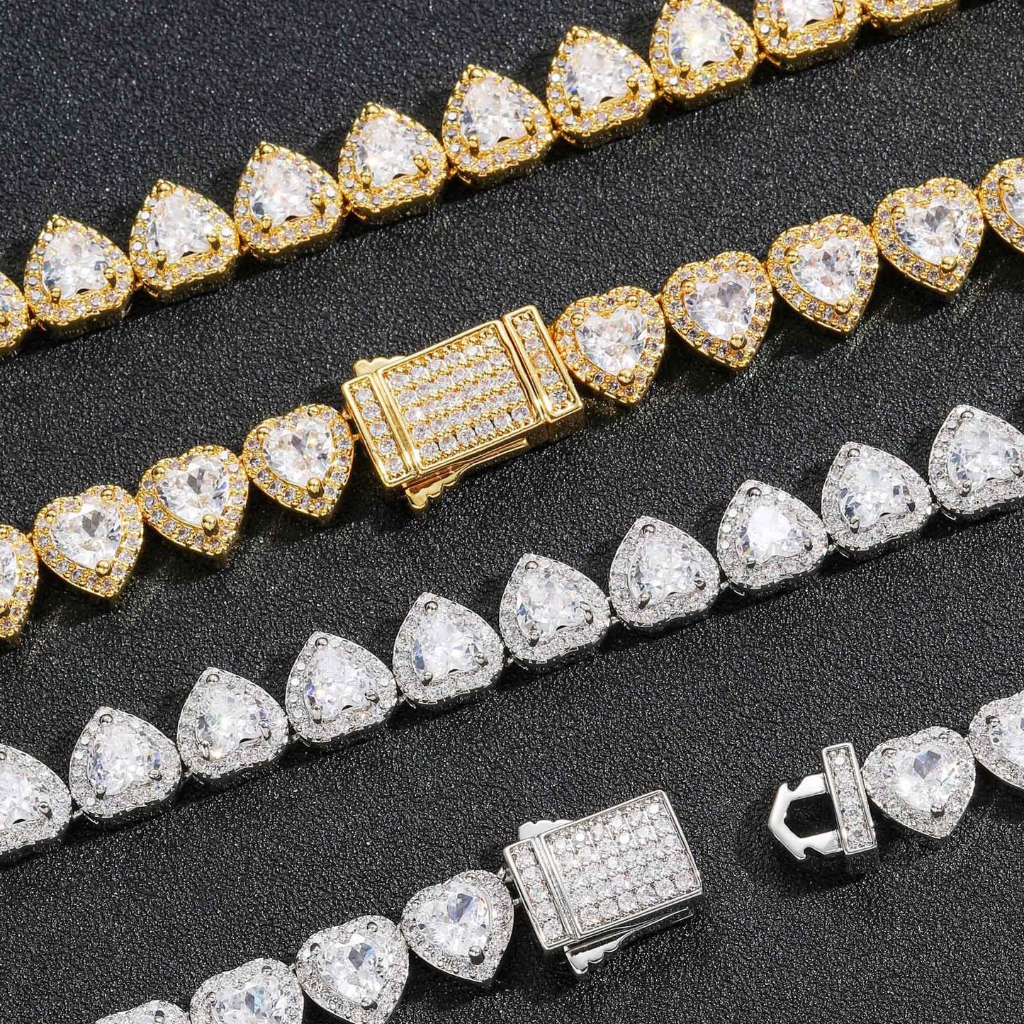 Heart Cubic Zirconia Bracelet for Men and Women