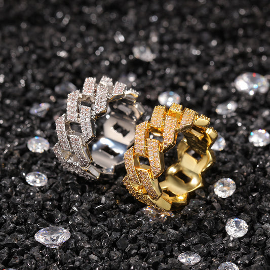 Iced Square Link Cuban Ring with Cubic Zirconia product image