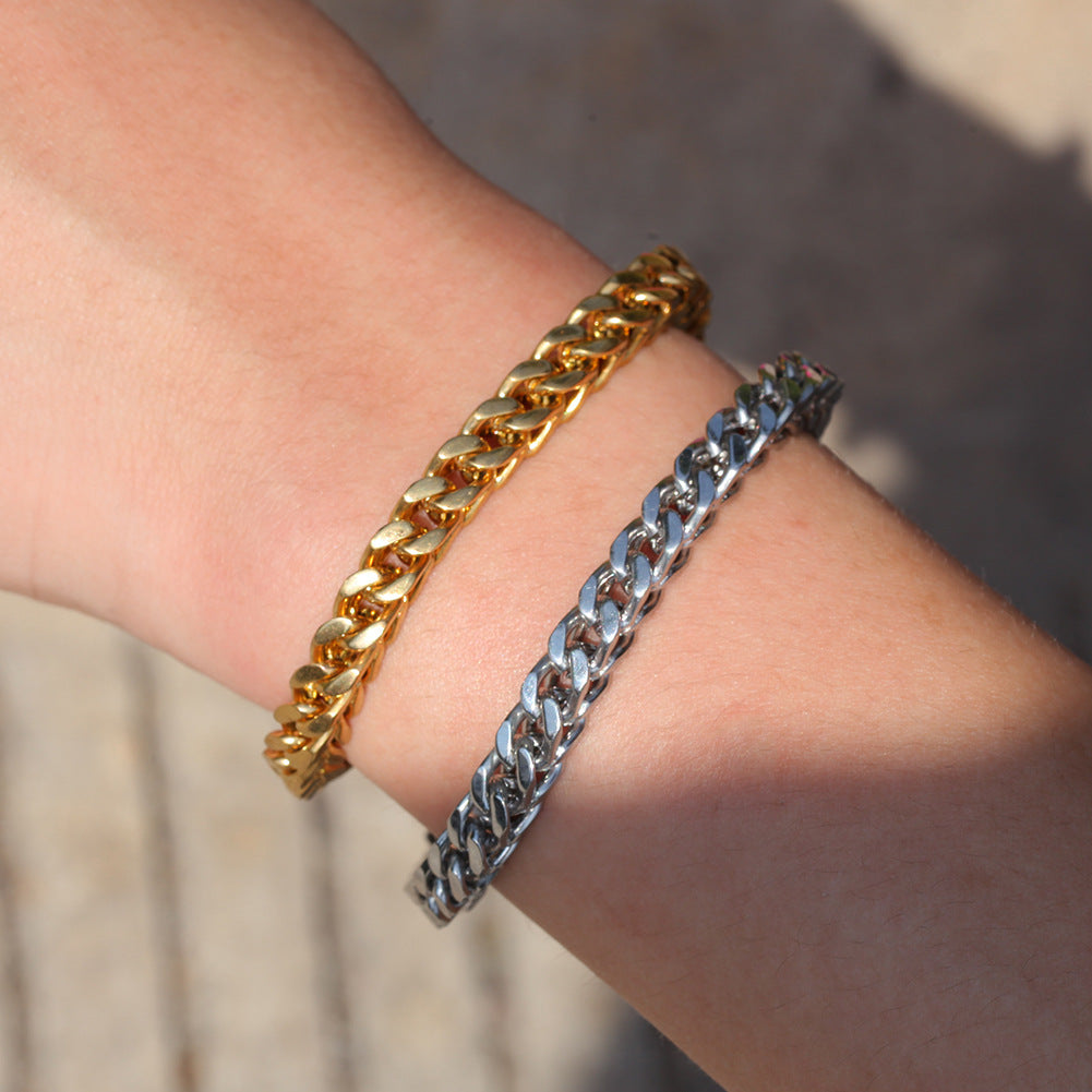 Unisex Stainless Steel Chain Bracelet – Gold Plated Trendy Statement Link Bracelet product image