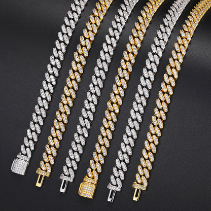925 Silver Moissanite Cuban Link Chain Necklace for Men & Women - Iced Out Hip Hop Statement Necklace