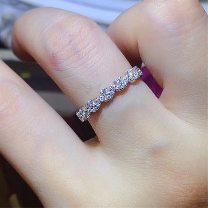 Moissanite Stackable Ring for Women - Tulip, Snake Bone & Butterfly Bow Row Ring, White-Tone Band, Sizes 9-19