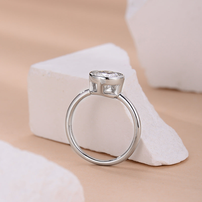 Round Moissanite Solitaire Ring, 8mm Center Stone, S925 18K Gold Plated product image