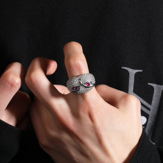 Unisex Owl Statement Ring with Cubic Zirconia - Gold Plated or Silver Plated Hip Hop Fashion Ring alternate product image