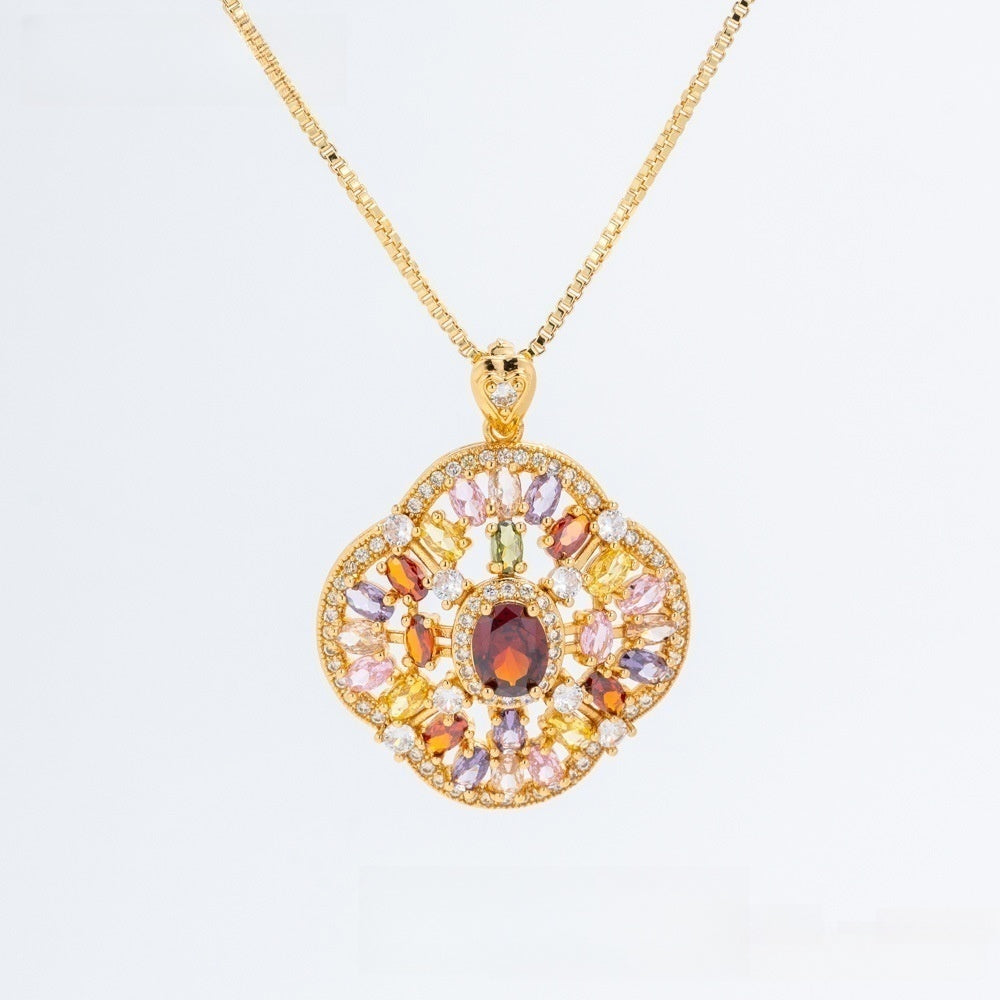 Vintage Teardrop Floral Pendant Necklace for Women Elegant Statement Jewelry product image