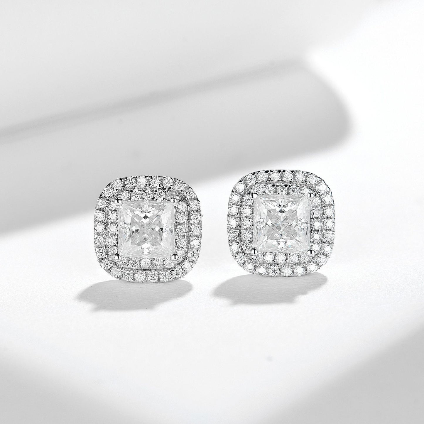 1 Carat Princess Cut Moissanite Stud Earrings, S925 Silver 18K Gold Plated product image